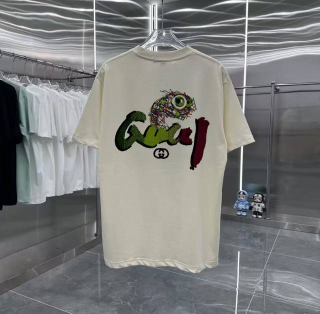 Gucci series counter retro couple print short-sleeved T-shirt with dropped shoul