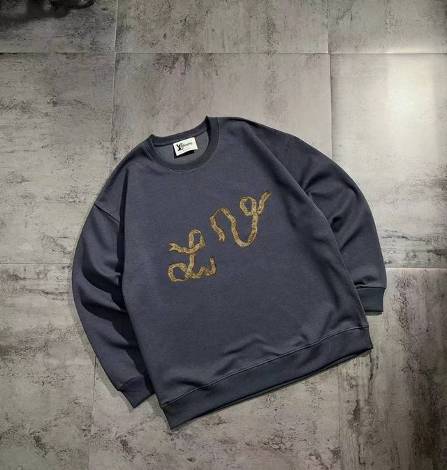 new arrivals Lv ribbon series basic couple round neck sweatshirt fabric is made