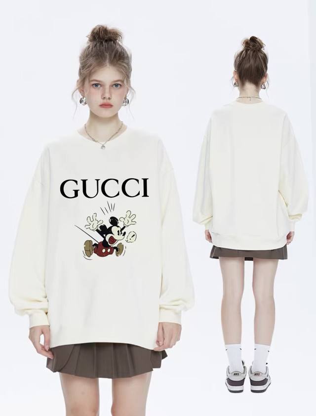 New arrival Gucci Mickey Mouse series basic couple round neck sweatshirt made of