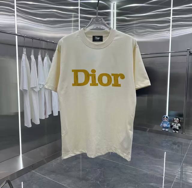 Dior series counter retro couple print short-sleeved T-shirt with dropped should