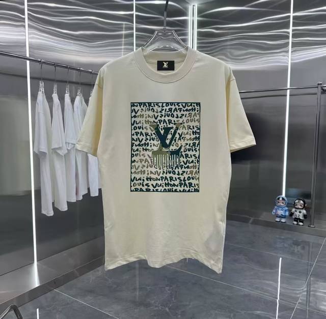 Lv graffiti series counter retro couple print short-sleeved T-shirt with dropped