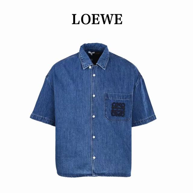 Loewe embroidered pocket denim short-sleeved shirt is custom-made with cloud-lik