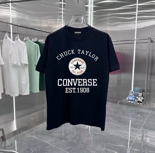 Converse series counter retro couple print short-sleeved T-shirt with dropped sh