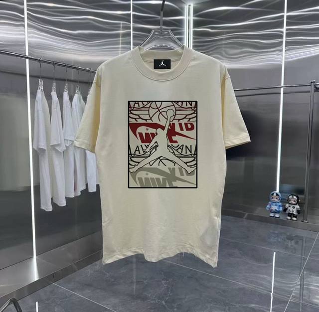 Jordan Nike series counter retro couple print short-sleeved T-shirt with dropped