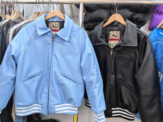 C01 American trendy brand Corteiz Alcatraz Street Pu leather cotton coat fashion