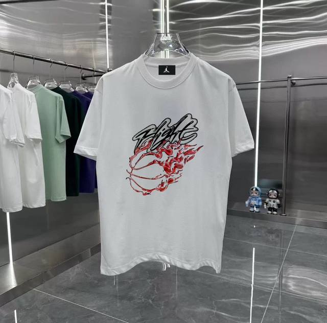 Jordan Flame Series counter retro couple print short-sleeved T-shirt with droppe