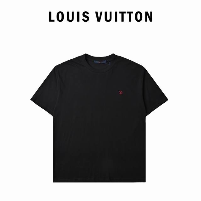 Louis Vuttion classic embroidered small logo round neck short sleeve men's class
