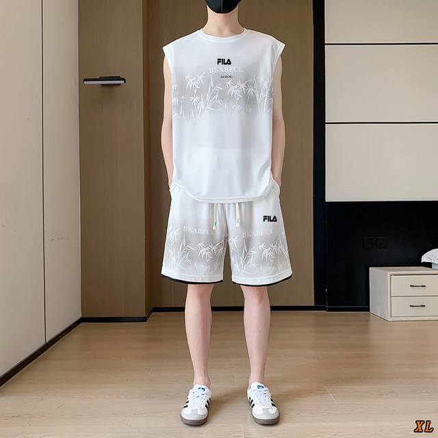 Fila exclusive real shot of the new M-8Xl summer breathable ice silk suit thin b