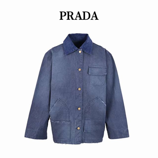 Prada Prd Multi-pocket French Denim Jacket This product is made of pearl sail fa