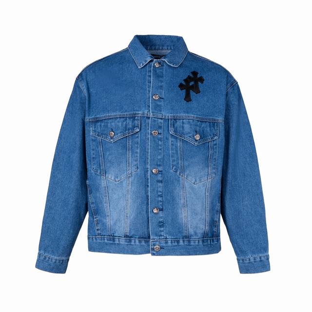 High-version Chrome Hearts heavy-duty overlapping leather label cross-washed den