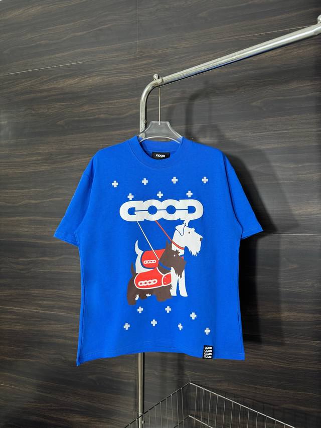 Style: He243Goodbrand-The short-sleeved Schnauzer round neck T-shirt with a cros