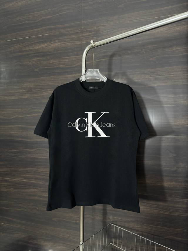 Style: He241 Calvin Klein-Ck Chest letter embroidery print large logo round neck