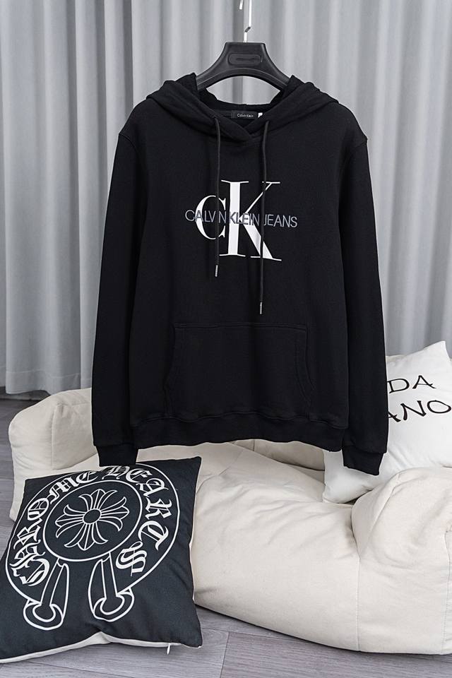 Calvin Klein Jeans hooded sweatshirt, top-quality fully embroidered version. CK