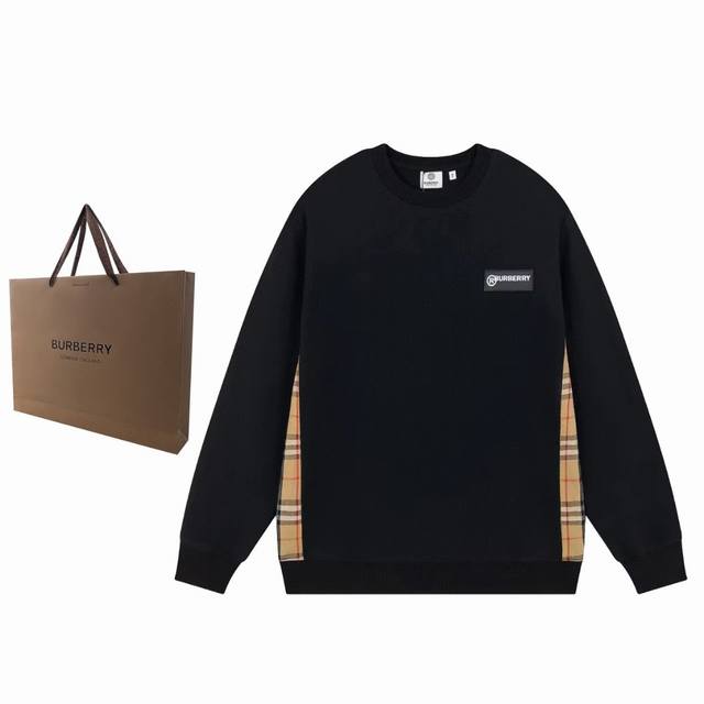 Burberry Burberry Fw new patchwork plaid couple's casual round neck sweatshirt c
