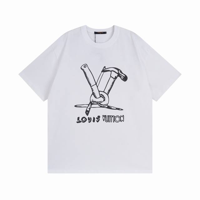 Lv Louis Vuitton Louis Vuitton 1V classic hammer Logo pattern letter half-sleeve