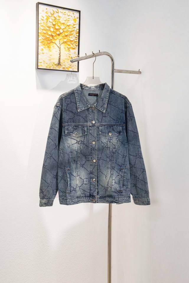 Style: Y191Lv Heavy-duty washed classic all-over embroidered jacquard denim jack