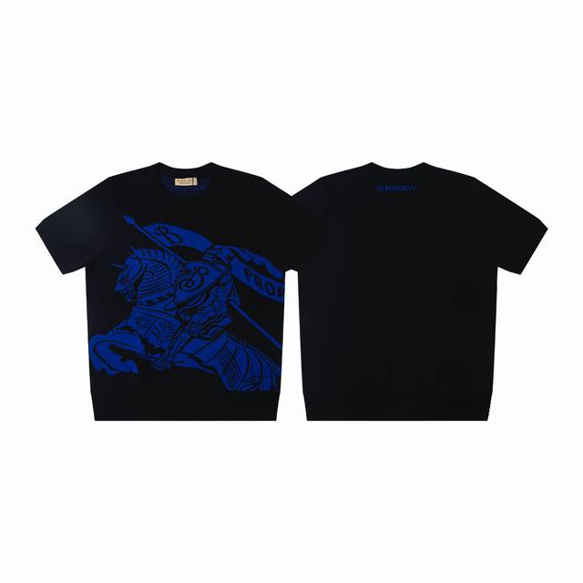Style: Y178 New Burberry Blue Warhorse knit short-sleeved shirt for men and wome