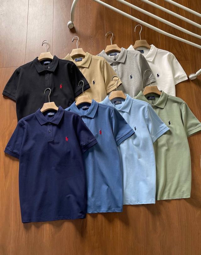 High-quality Ralph Lauren men's pure cotton business casual solid color short-sl
