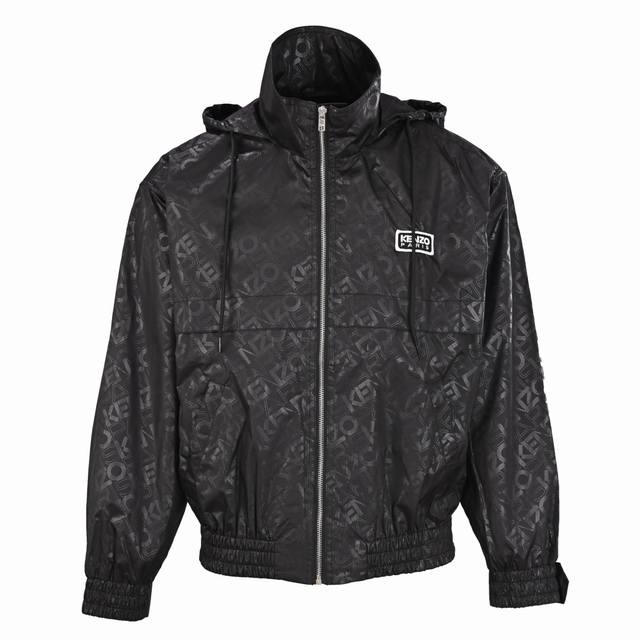 Kenzo Kz Windbreaker series all-over monogrammed windbreaker with a hidden hood
