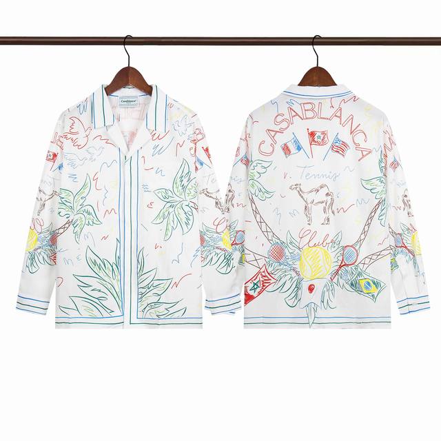 Style C607Casablanca High Quality Beach Series Long Sleeve Shirt Sizes ML Xl Xxl