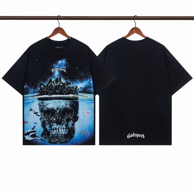 Model No. G27 Black Godspeed 25Ss Retro Distressed Short Sleeve T-shirt Loose Fi