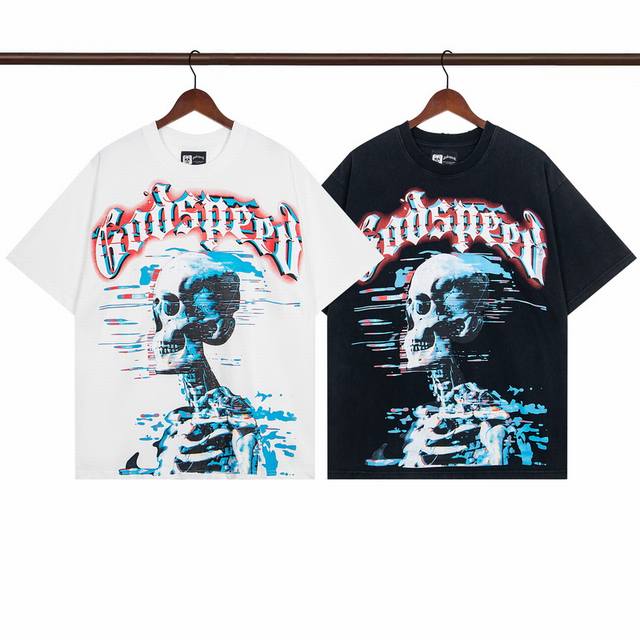 Model No. G20 Washed Black and White Godspeed 25Ss Retro Washed Distressed Short