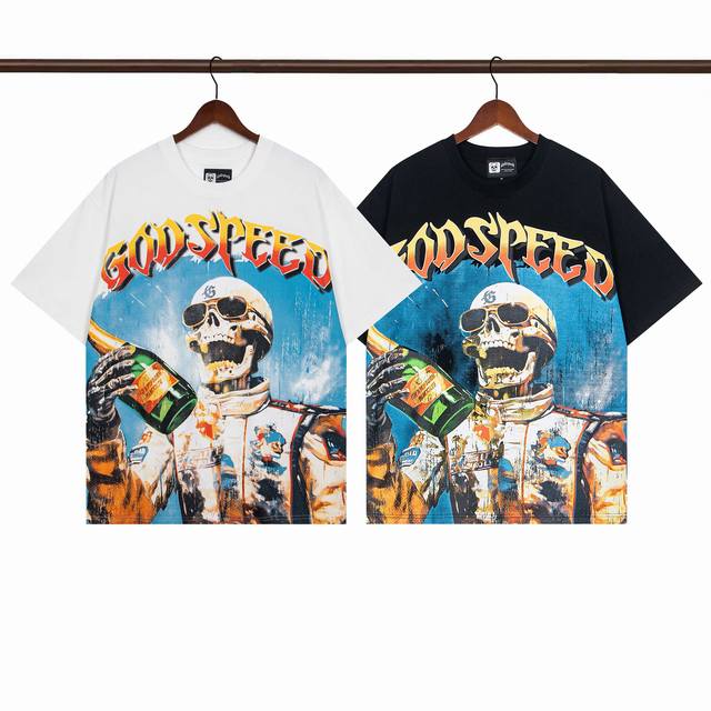 Model No. G18 Black White Godspeed 25Ss Retro Washed Distressed Short Sleeve T-s