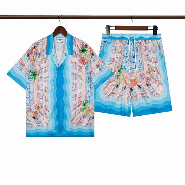 C238 short-sleeved shirt C338 shorts double-layer inner mesh Casablanca Casablan