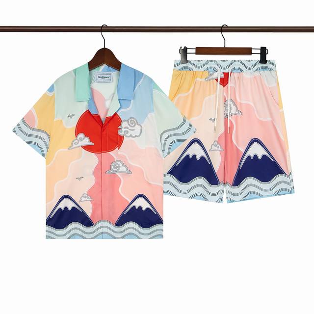 C227 short-sleeved shirt C327 shorts double-layer inner mesh Casablanca Casablan