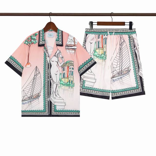 C226 short-sleeved shirt C326 shorts double-layer inner mesh Casablanca Casablan