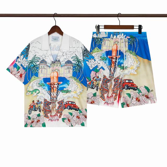 C210 short-sleeved shirt C310 shorts double-layer inner mesh Casablanca Casablan