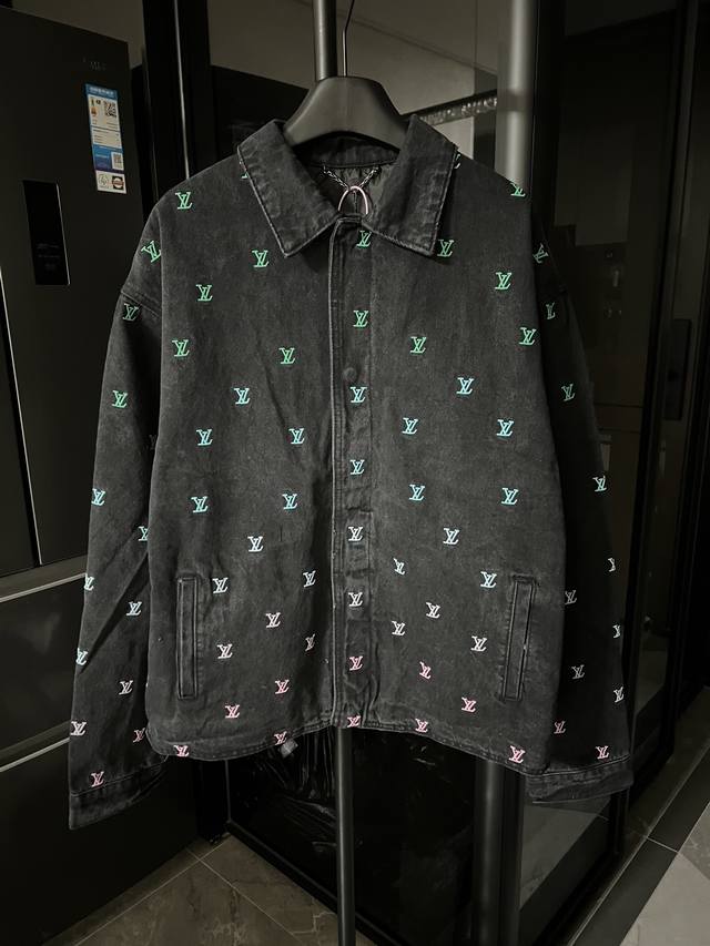 The next day, Louis Vuitton gradient embroidered denim jacket in black. Craftsma