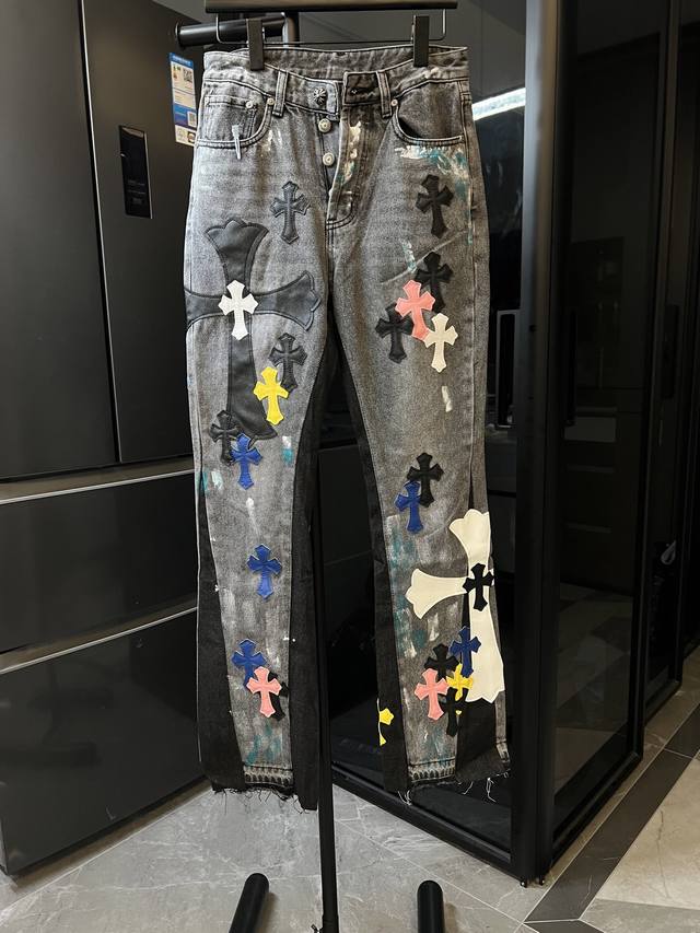 Chrome Hearts 25Ss Ch Croc Splicing Two-Tone Ox King Cross Leather Splash Ink He