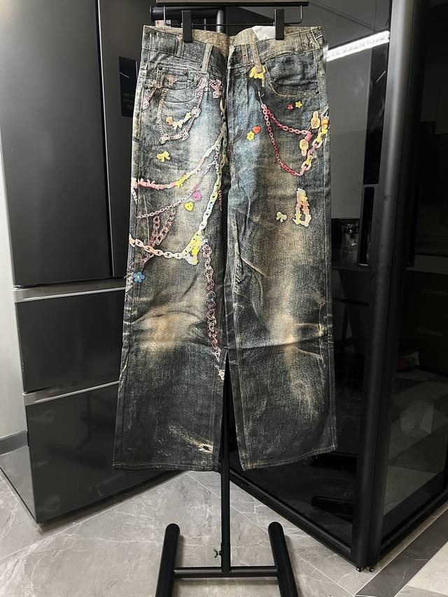 Acne Studios 25Fw 1981M Candy Chain 3D Printed Denim Pants Blue Size: 46 48 50 5