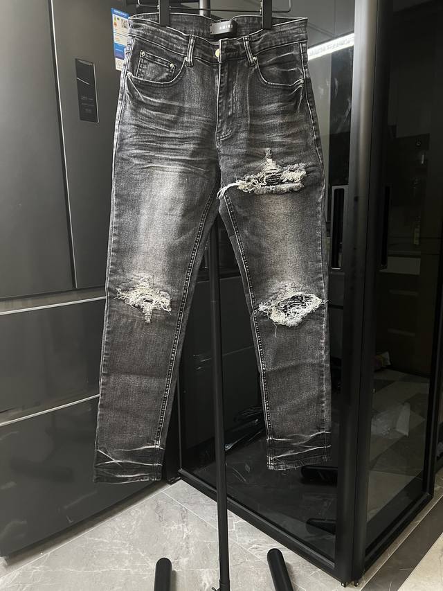 Amiri Mx1 25Ss Knee-cut Holes Cashew Washed Jeans Black Size: 28 30 32 34 S-Xl C