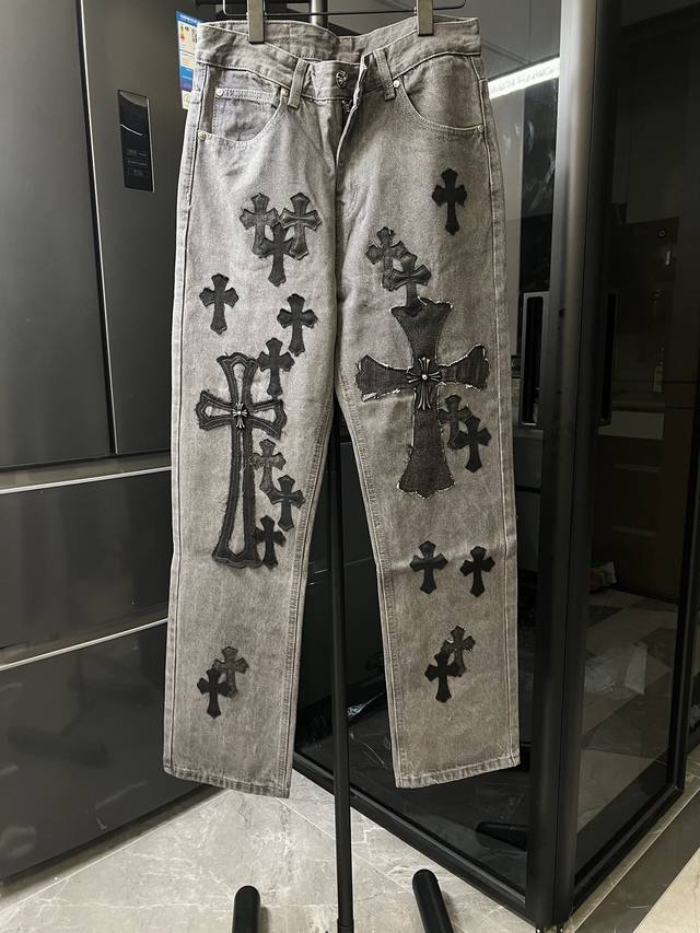 Chrome Hearts 25Ss Ch Large Cross Limited Edition Grey Denim Jeans Grey Size: 30