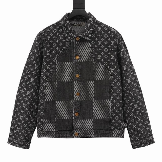 Style Y851, Louis Vuitton Checkerboard Monochrome Denim Long-Sleeved Jacket. Thi