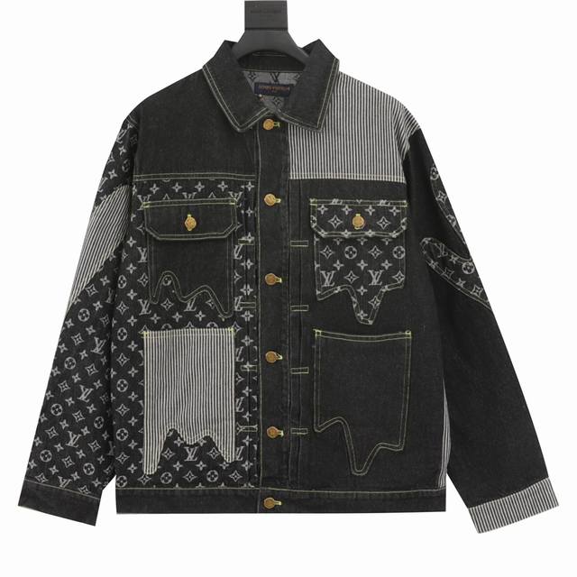 Style number Y853 Louis Vutton patchwork contrast washed denim jacket. This jack