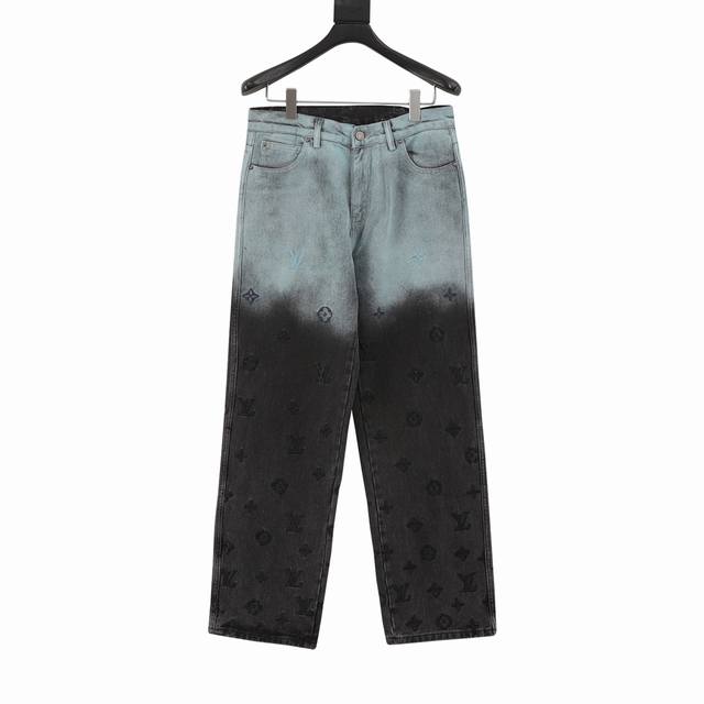 Style Y849 Louis Vuitton Gradient Embroidered Denim Pants. The focal point of th
