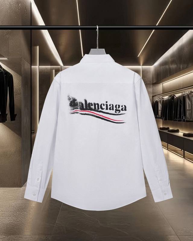 Balenciaga Paris hit! Classic long-sleeved, loose-fitting shirt with a fuzzy col