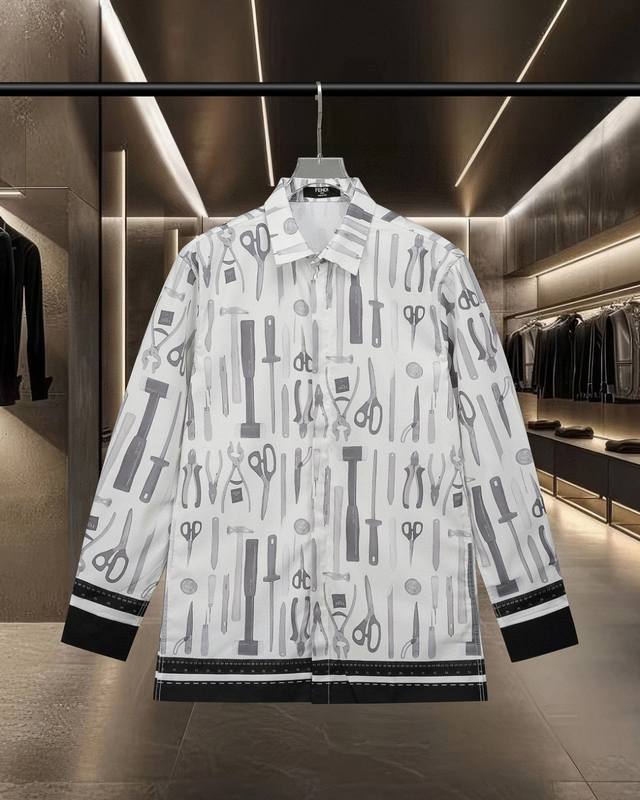 Fendi's hot-selling runway-inspired long-sleeved shirt with artisan tool motifs