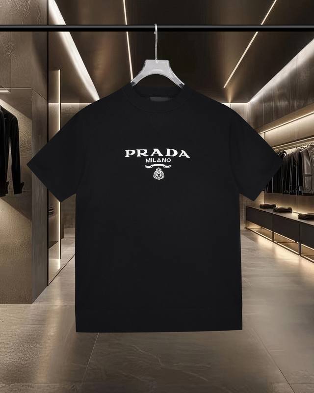 Next-Day Shipping Prada Chest Logo Embroidered Short-Sleeved Knitted Casual Polo