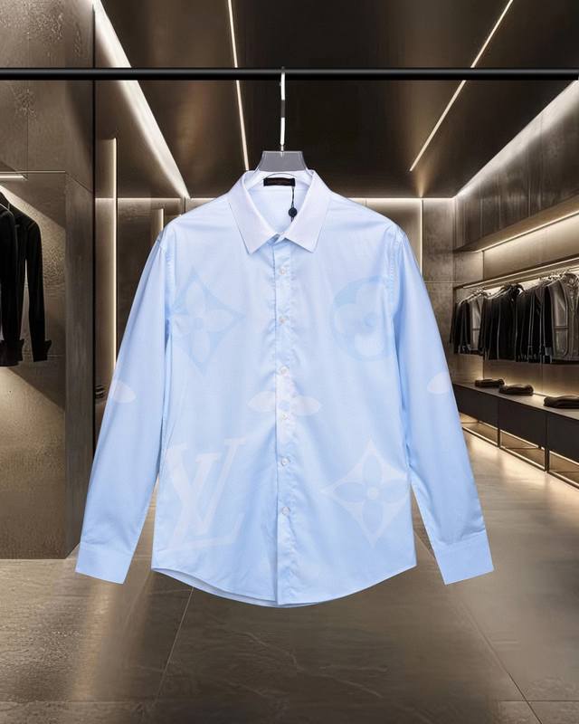 Lv Louis Vuitton's hot-selling long-sleeved shirt with a gradient monogram digit