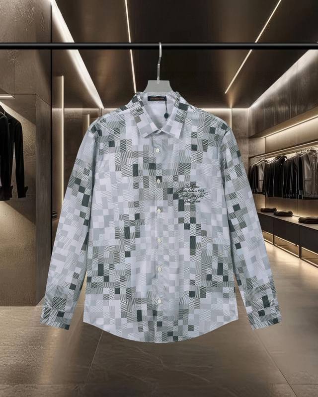 Lv Louis Vuitton's hot-selling camouflage checkerboard print long-sleeved shirt