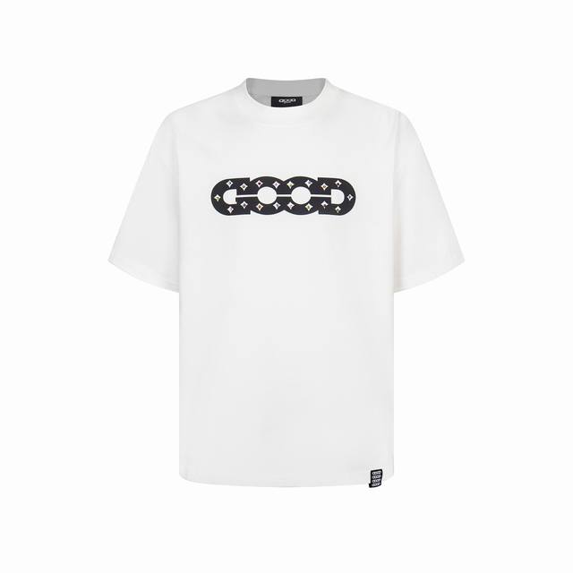 Goodbrand hollow pattern four-pointed star round neck pullover short-sleeved T-s