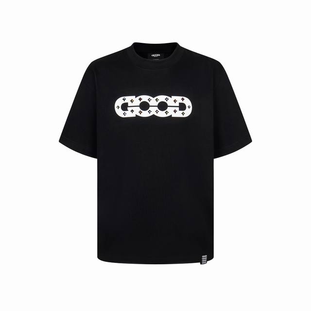 Goodbrand hollow pattern four-pointed star round neck pullover short-sleeved T-s