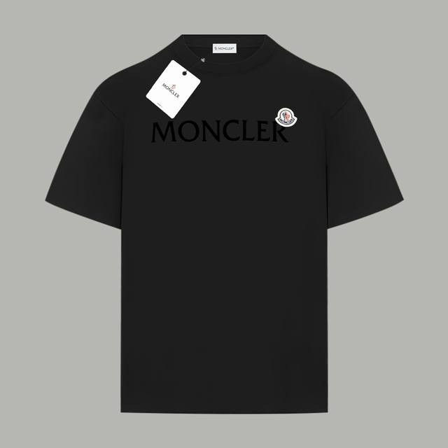 Moncler's official website classic logo flocked letter double yarn cotton short