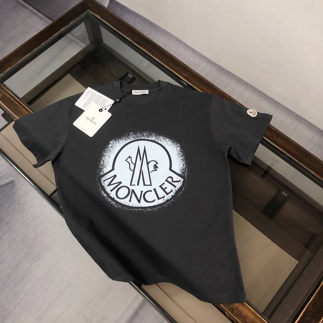 Mon*Cler's latest 2025 couple's T-shirt with a brand logo print . High-quality,