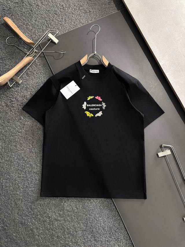 Bal 2025Ss Spring/Summer newest round-neck fashionable short-sleeved T-shirt, sy
