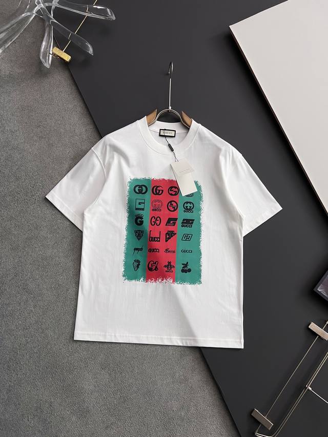 Gucc* 2025's latest short-sleeved T-shirt, crafted in an exclusive 260g heavywei